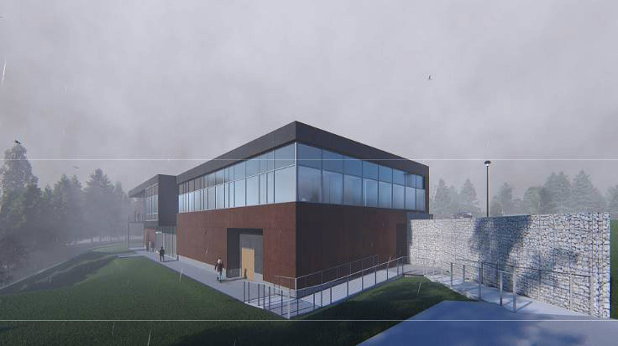 This rendering shows what the University of Alaska Southeast’s Auke Bay Marine Station. The building is pictured on a typical Juneau day. (Courtesy of University of Alaska Southeast)