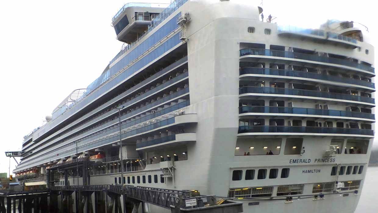 This July 26, 2017 file photo shows the Emerald Princess cruise ship docked in Juneau, Alaska. Kenneth Manzanares, charged with first-degree murder in the death of his wife Kristy while aboard the ship on a cruise to Alaska, pleaded not guilty in federal court in Juneau Wednesday, Aug. 23, 2017. Kristy Manzanares was found dead in a cabin last month on the ship while it was in U.S. waters off Alaska. (Becky Bohrer, Associated Press | Courtesy File Photo)