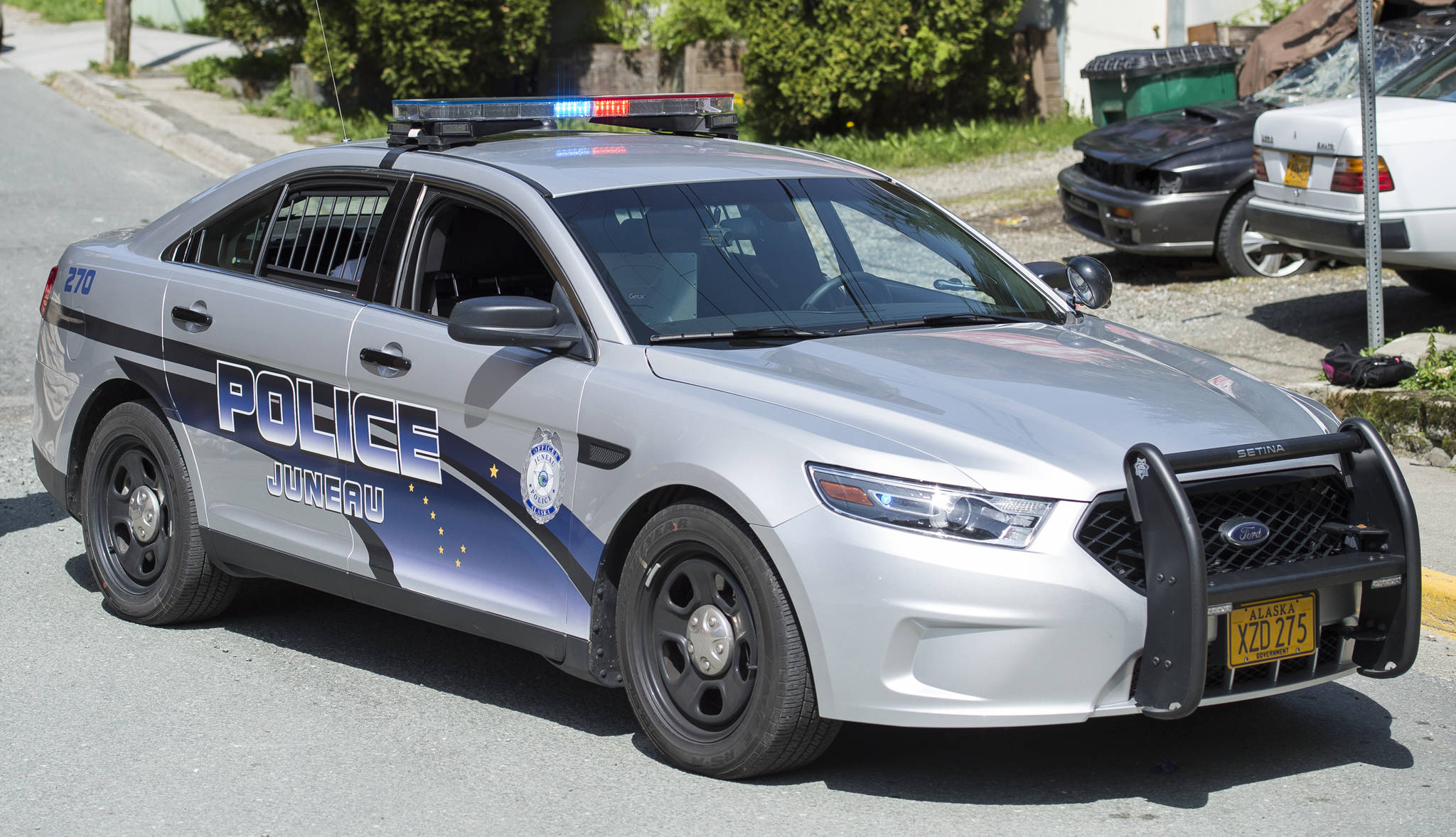 Juneau Police Department vehicles are getting a new design painted on them. (Michael Penn | Juneau Empire)