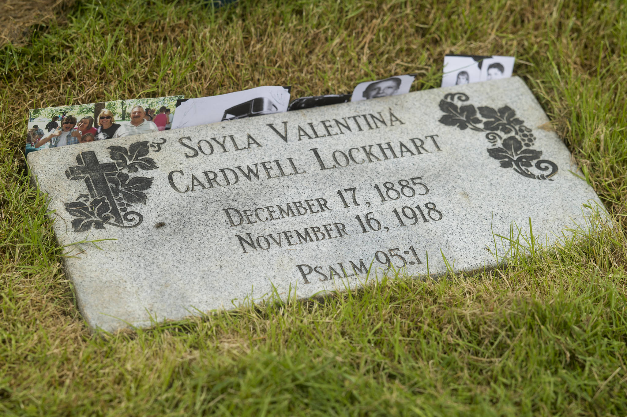 A new head stone in place for Soyla Valentina Cardwell Lockhart at Evergreen Cemetery on Tuesday, July 17, 2018. (Michael Penn | Juneau Empire)