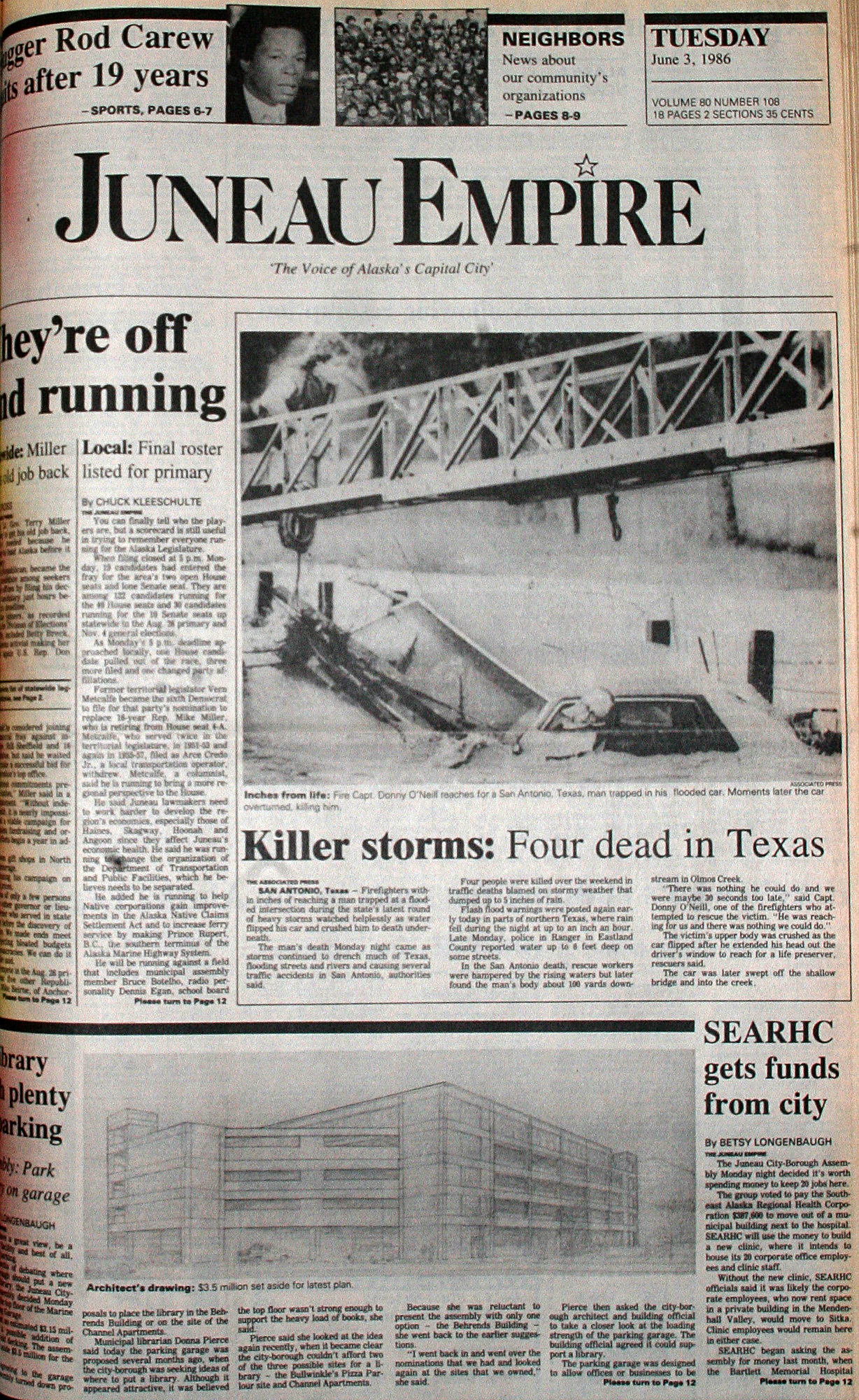 The front page of the Juneau Empire on June 3, 1986