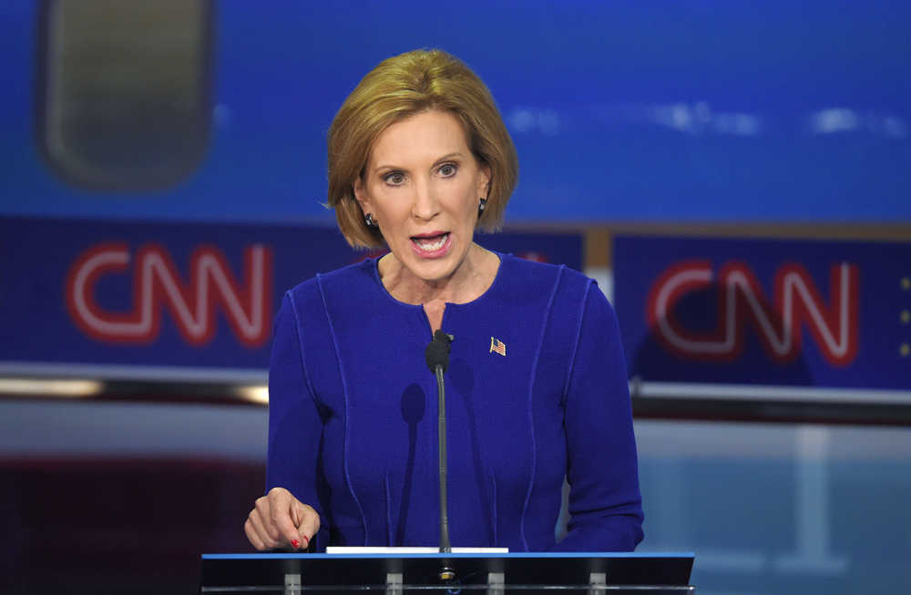 Republican presidential candidate, businesswoman Carly Fiorina, makes a point during the CNN Republican presidential debate at the Ronald Reagan Presidential Library and Museum, Wednesday, Sept. 16, 2015, in Simi Valley, Calif. (AP Photo/Mark J. Terrill)