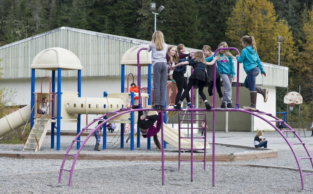 Auke Bay Elementary School students play during recess on Tuesday.