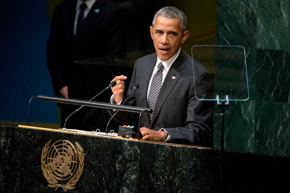 President Barack Obama speaks at the United Nations Sustainable Development Summit, Sunday at the United Nations headquarters.