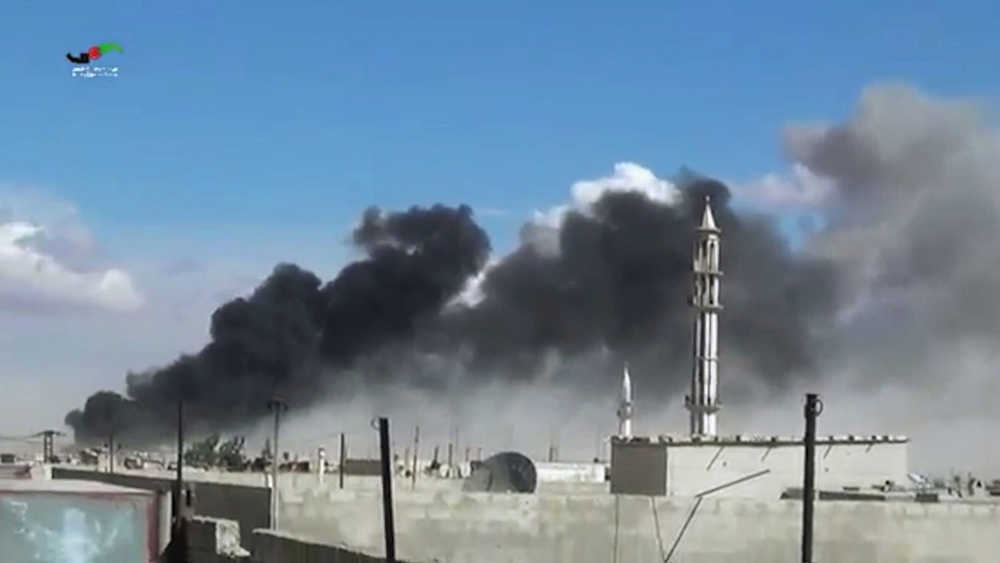 In this image made from video provided by Homs Media Centre, which has been verified and is consistent with other AP reporting, smoke rises Wednesday after airstrikes by military jets in Talbiseh of the Homs province, western Syria. Russian military jets carried out airstrikes in Syria for the first time on Wednesday, targeting what Moscow said were Islamic State positions. U.S. officials and others cast doubt on that claim, saying the Russians appeared to be attacking opposition groups fighting Syrian government forces.