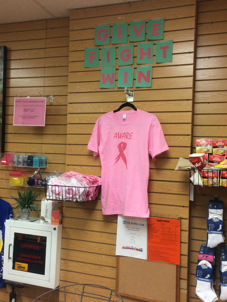 Cancer awareness display at The Alaska Club's valley location.