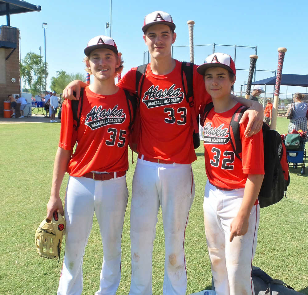 Juneau's Kasey Watts, Bryce Swofford and Michael Cesar played for the Alaska Baseball Academy at the Arizona Senior Fall Classic in October. More than 400 college coaches and 100 MLB scouts attend the annual tournament.