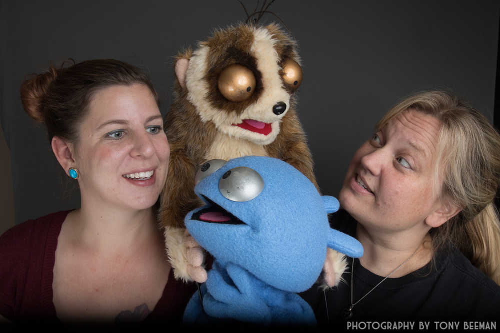 Some of Get Felt's puppet performers pose with their humans, Stephani Thompson and Elizabeth Westermann. Get Felt is a Seattle-based improv duo that will be performing in Juneau Nov. 13 and 14.