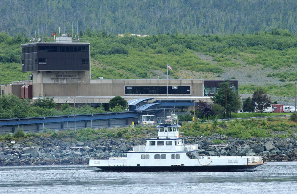 In this July 17, 2003 photo, the Ketchikan airport ferry Bob Ellis leaves the airport loceated on Gravina Island in Ketchikan. Alaska's so-called bridge to nowhere, which became a poster child for congressional earmarks, appears dead.