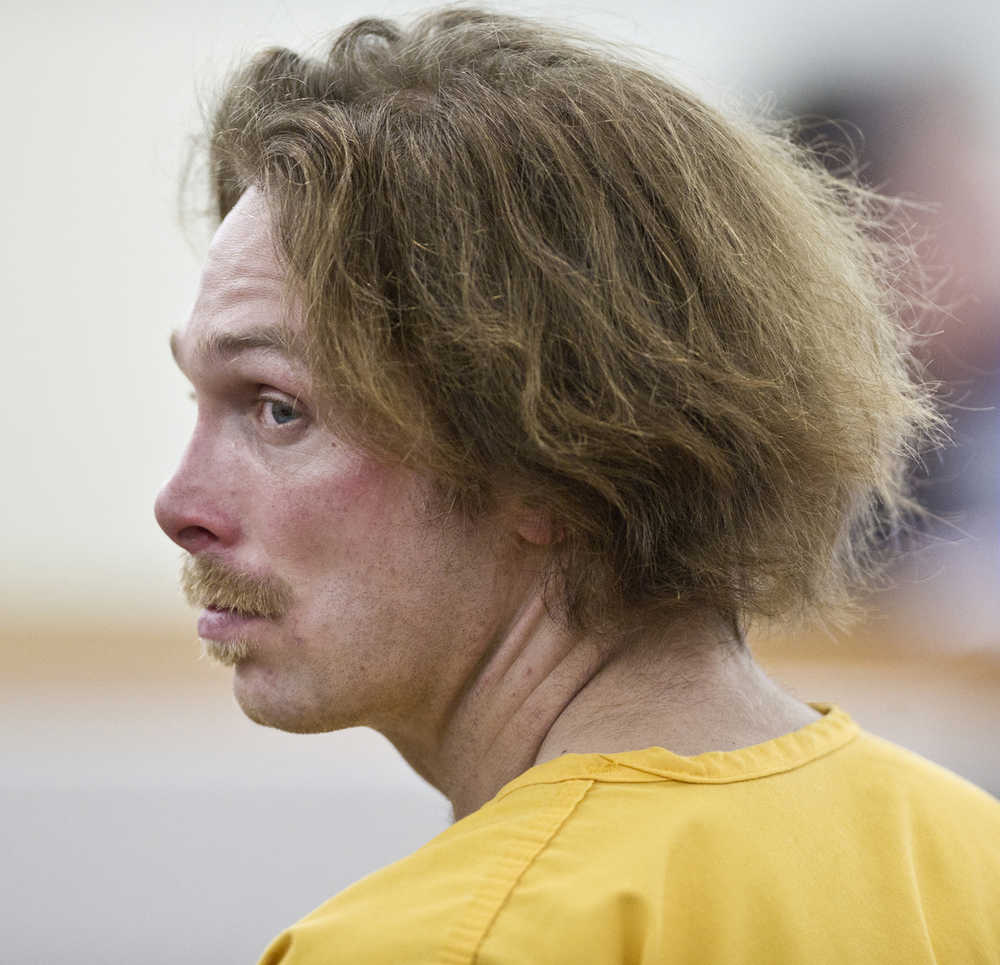 Christopher D. Strawn, 32, appears in Juneau Superior Court Tuesday for his arraignment on first- and second-degree murder, manslaughter, criminally negligent homicide, third-degree assault and weapons misconduct charges in the murder of 30-year-old Brandon C. Cook at the Kodzoff Acres Mobile Home Park Oct. 20.