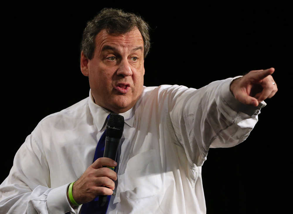 FILE - In this Oct. 31, 2015, file photo, Republican presidential candidate, New Jersey Gov. Chris Christie, R-N.J., speaks at the Iowa GOP's Growth and Opportunity Party at the Iowa state fair grounds in Des Moines, Iowa. Christie and Mike Huckabee have been relegated out of prime-time and onto the undercard at the Nov. 10,  GOP presidential debate. (AP Photo/Nati Harnik, File)