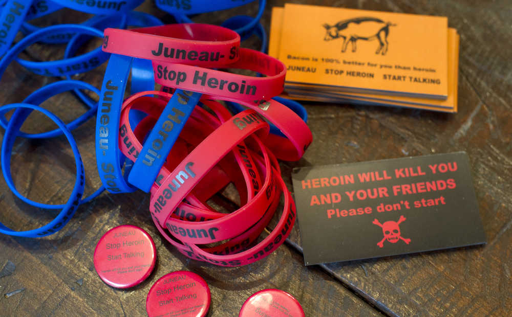 A grass-roots movement called "Juneau - Stop Heroin, Start Talking," is bringing awareness of heroin addiction in the capital city by handing out anti-heroin stickers, magnets and bracelets for free and selling T-shirts for a $10 donation.