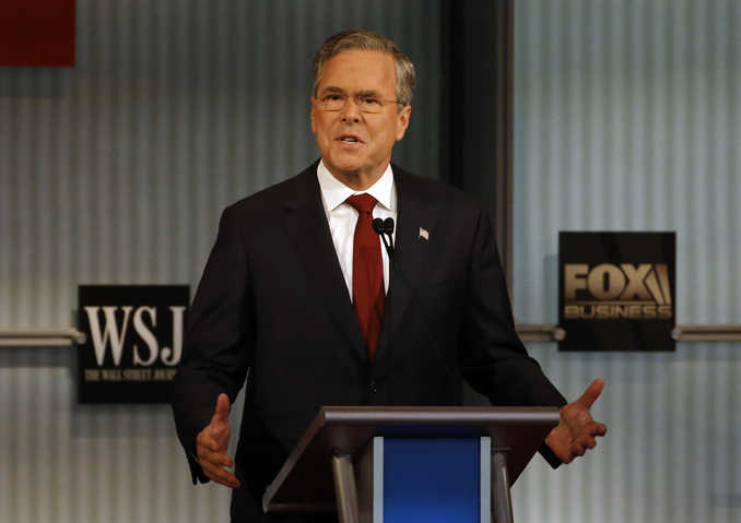 Jeb Bush speaks during Republican presidential debate at Tuesday in Milwaukee.