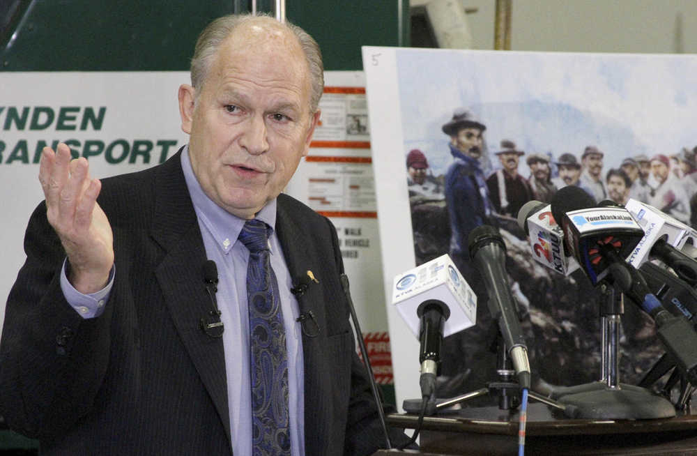 In this Dec. 9, 2015 photo, Alaska Gov. Bill Walker speaks at a news conference about his plan for the state budget in Anchorage, Alaska. Walker has proposed sweeping changes to help reduce the state's billion budget deficit, including instituting a state income tax for the first time in 35 years. (AP Photo/Mark Thiessen)