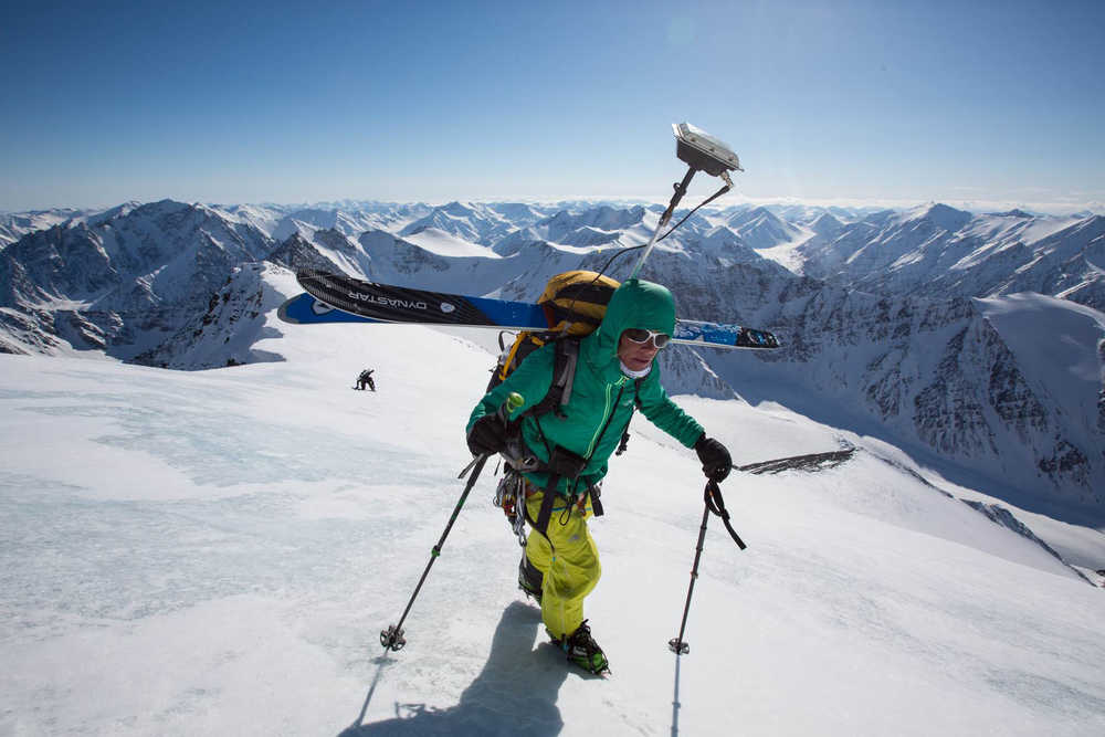 Kit Deslauriers, the only person to climb and ski down the tallest mountains on seven continents, ascends the highest peak in the Brooks Range, Mount Isto, in 2014.