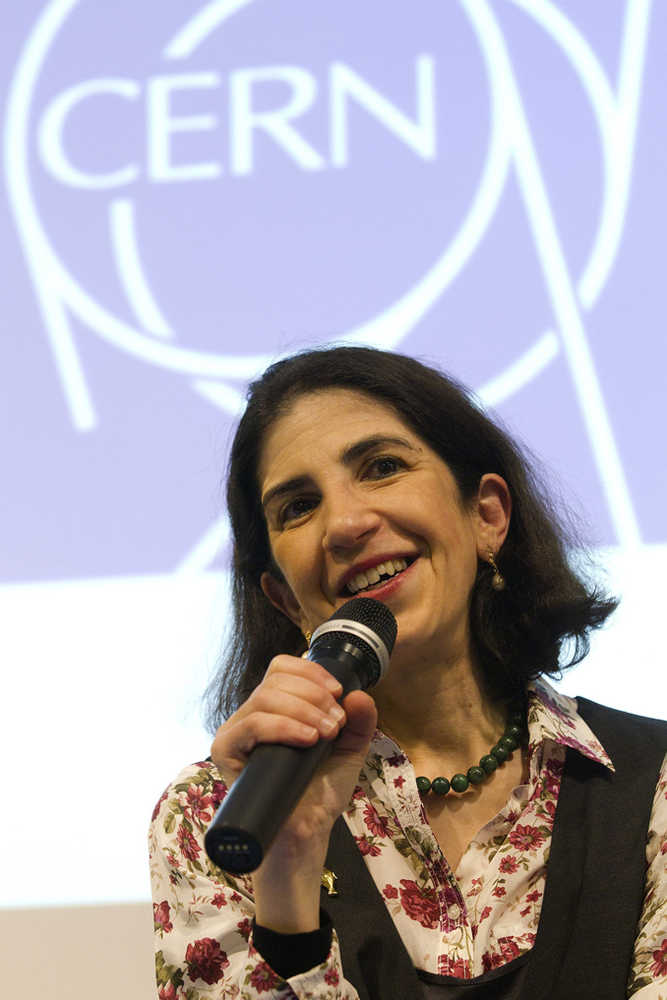 In this Dec. 13, 2011 photo Fabiola Gianotti attends a news conference at the the European Center for Nuclear Research,CERN, in Meyrin near Geneva, Switzerland.