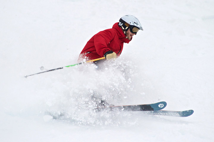 This file photo from January 2015 shows a man skiing at Eaglecrest Ski Area.