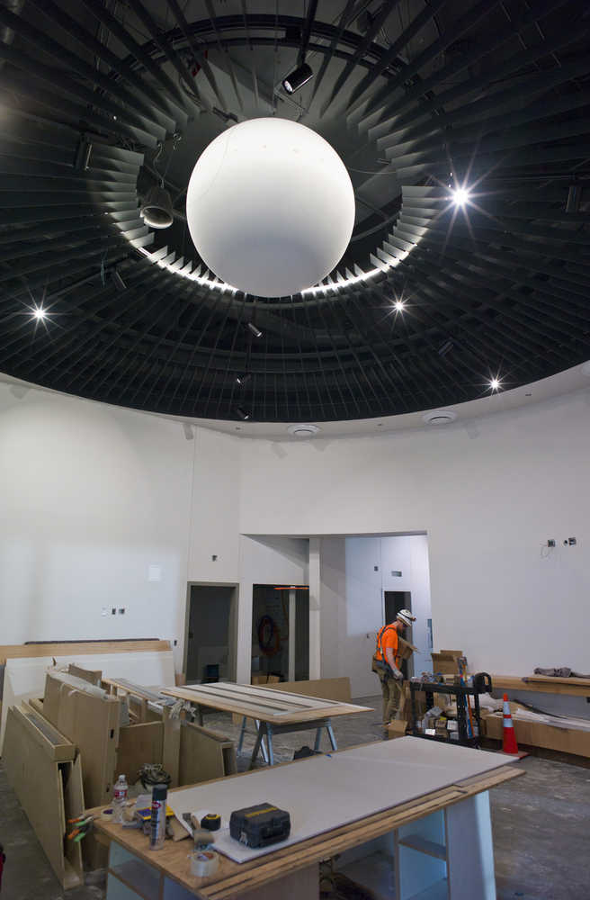 The Science on a Sphere, a global display system that uses computers and video projectors to display planetary data onto a six foot diameter sphere, now has a purpose-built room of it's own at the Alaska State Library, Archives, and Museums building.