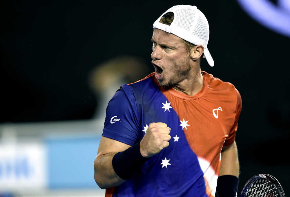 Lleyton Hewitt of Australia gestures during his second round match against David Ferrer of Spain at the Australian Open on Thursday in Melbourne.