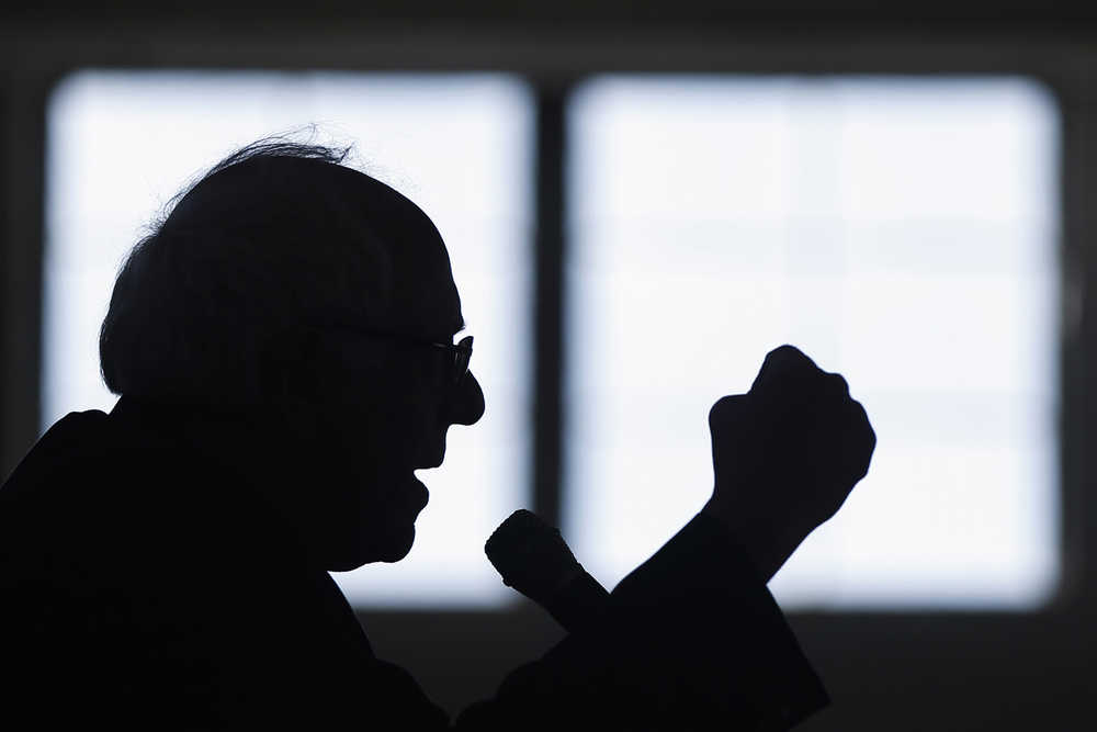 Democratic Presidential candidate, Sen. Bernie Sanders, I-Vt. gestures as he speaks during a campaign stop, Thursday, Jan. 21, 2016, in Peterborough, N.H. (AP Photo/Matt Rourke)