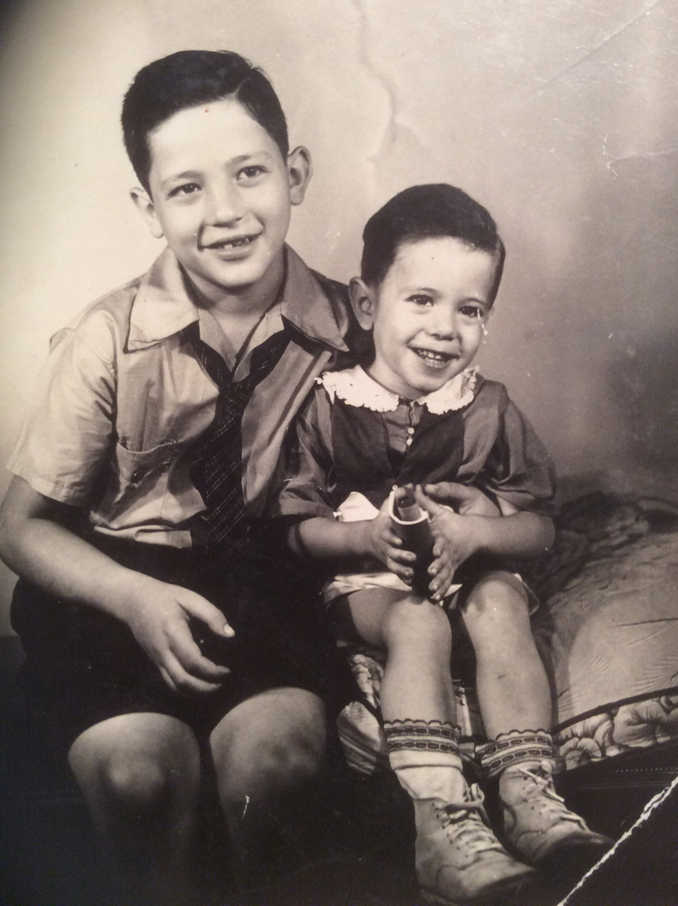 Larry Sanders poses for a photographer with his younger brother Bernie in this undated image from their childhood.