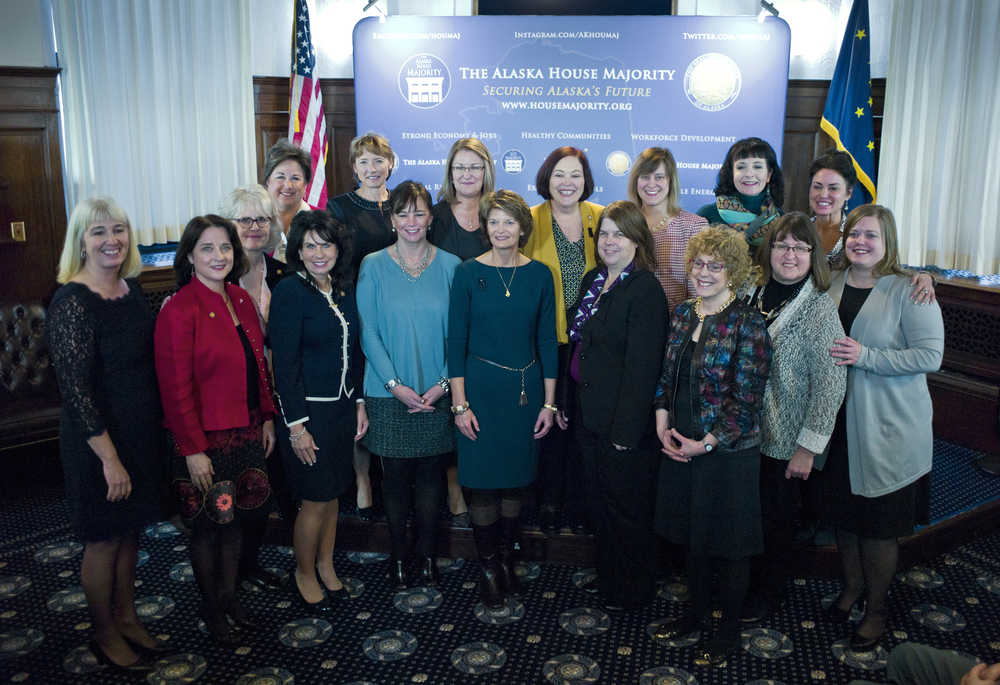 Women members of the 29th Alaska Legislature pose with Alaska Sen. Lisa Murkowski during her annual visit to the Capitol on Wednesday.