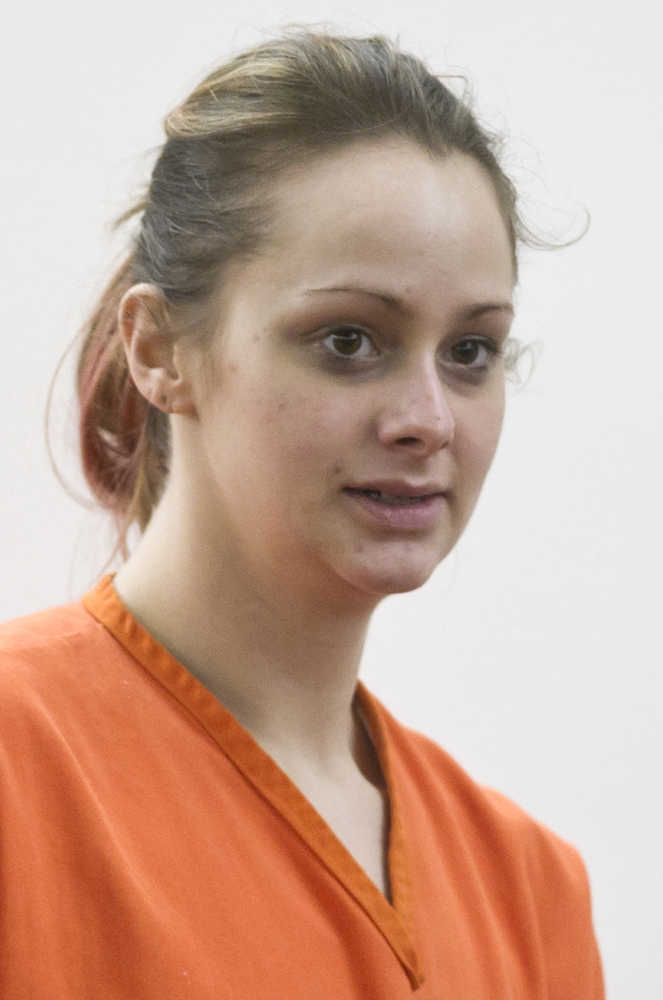 Sky Linn Stubblefield, 25, appears in Juneau District Court for her arraignment Friday on felony charges relating to a drive-by shooting Wednesday. Stubblefield was held on $10,000 bail.