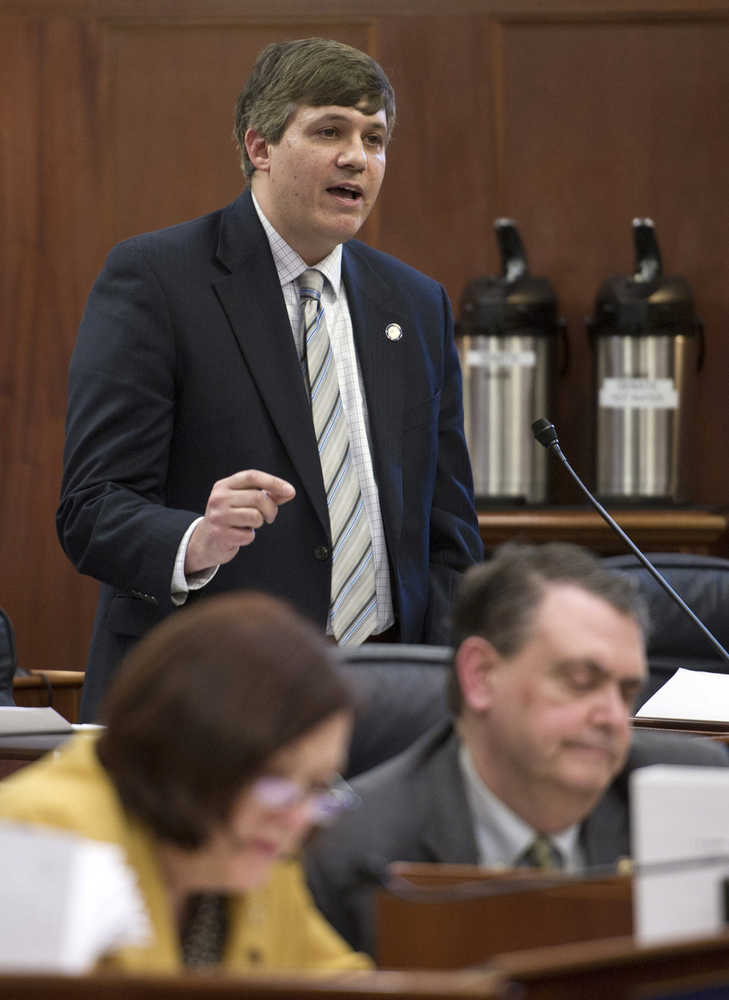 Sen. Bill Wielechowski, D-Anchorage, argues against passing the state's operating budget at the Capitol on Monday. Sen. Wielechowski says the budget is balanced on the backs of the state's poorest residents.