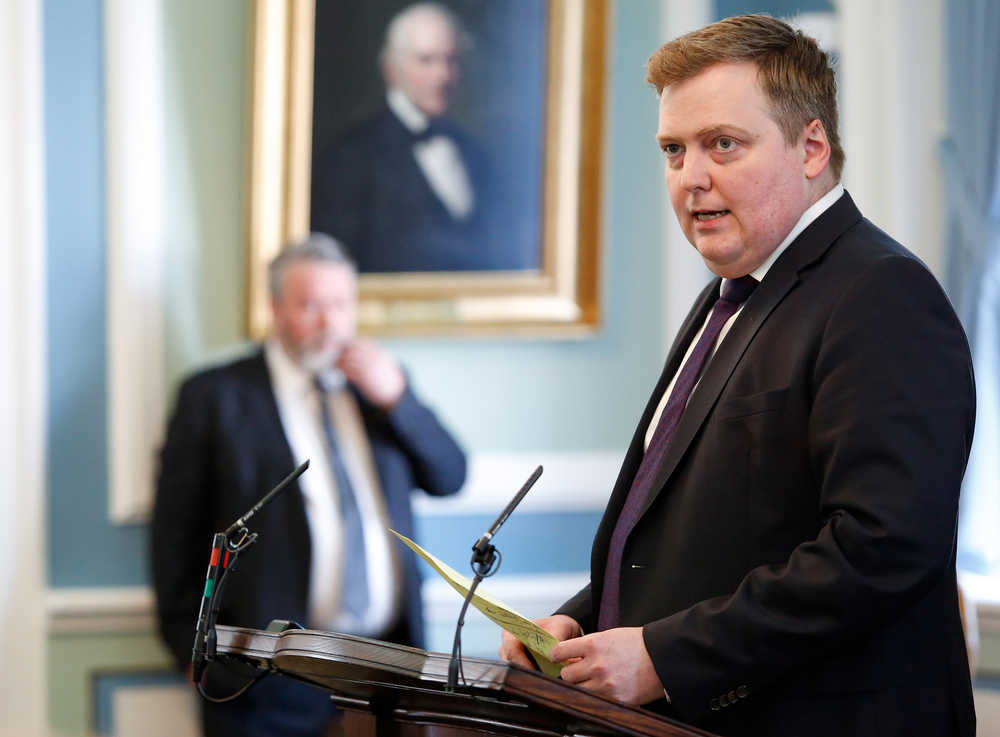 FILE - This is a Monday April 4, 2016  file photo of Iceland's Prime Minister Sigmundur David Gunnlaugsson, as he speaks during a parliamentary session in Reykjavik . Iceland's president on Tuesday  April 5, 2016, refused a request from the prime minister to dissolve parliament and call a new election amid a dispute over the premier's offshore tax affairs.  Embattled Prime Minister Sigmunder David Gunnlaugsson is facing growing calls for him to step down because of reported offshore financial dealings by him and his wife that opposition lawmakers say show a significant conflict of interest with his job.   (AP Photo/Brynjar Gunnarsson, File)