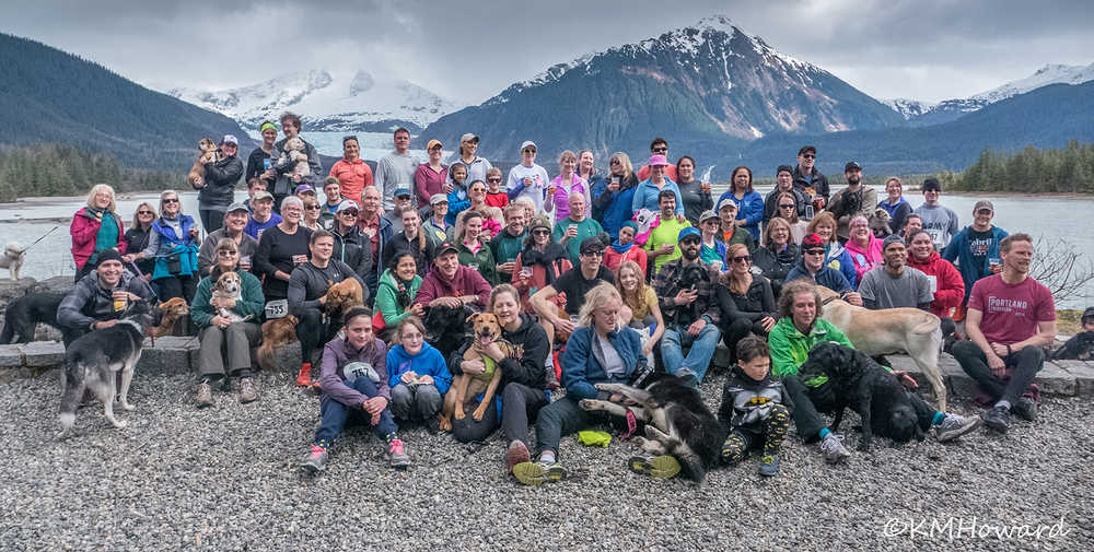Dozens of participants and their dogs at the 2nd annual Run Fur Fun event on April 16 at the Mendenhall Campground.