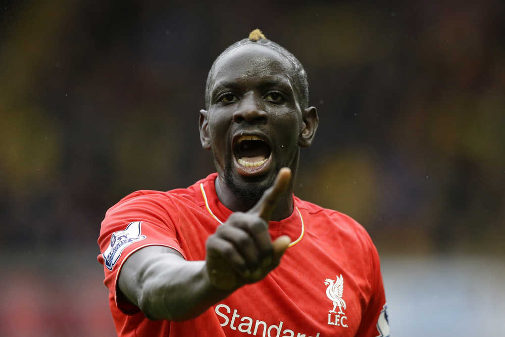 FILE- In this file photo dated Sunday, Dec. 20, 2015, Liverpool's Mamadou Sakho during the English Premier League soccer match against Watford at Vicarage Road stadium in Watford, England. It has been announced Saturday April 23 2016. Sakho is being investigated by UEFA over failed drugs test after last month's Europa League game against Manchester United. (AP Photo/Matt Dunham, FILE)