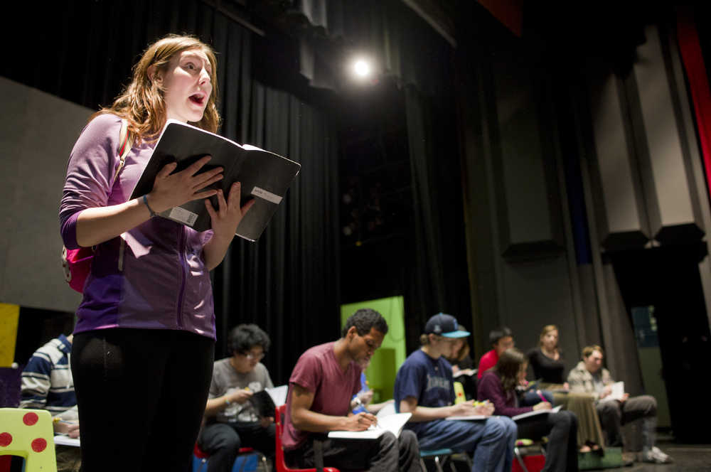 Juneau-Douglas High School students rehearse for their spring musical production of "Junie B. Jones."