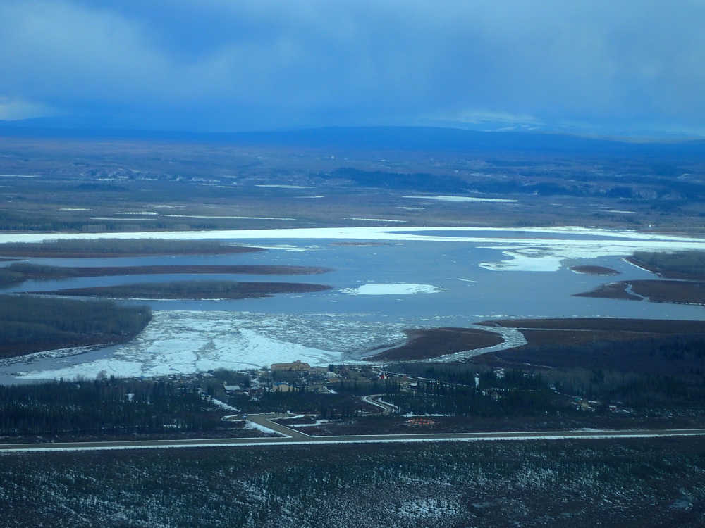 River ice in a channel of the Yukon River near Circle is shown a few hours before breakup.
