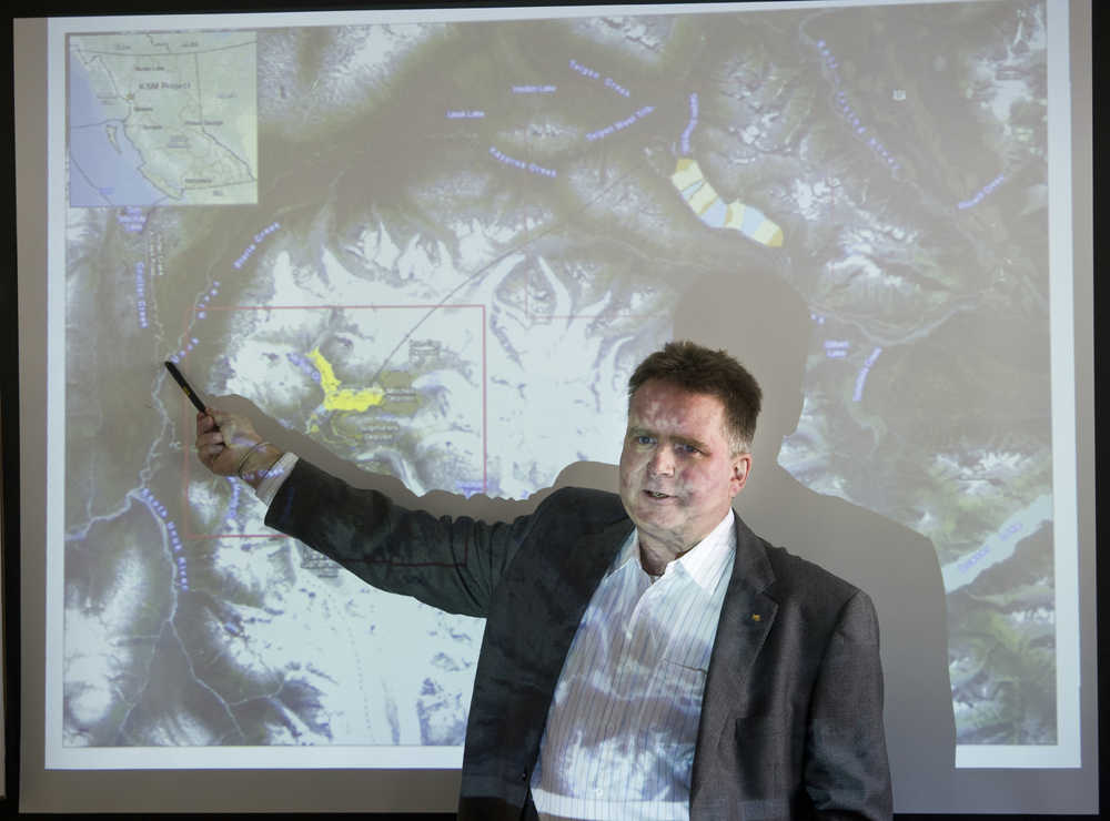 Brent Murphy, vice president of environment with Seabridge Gold, gives a presentation on the KSM project at the Southeast Conference Office on Wednesday. Seabridge Gold are the owners of the KSM Project, a copper, gold and silver mine that would be located in northwestern British Columbia.