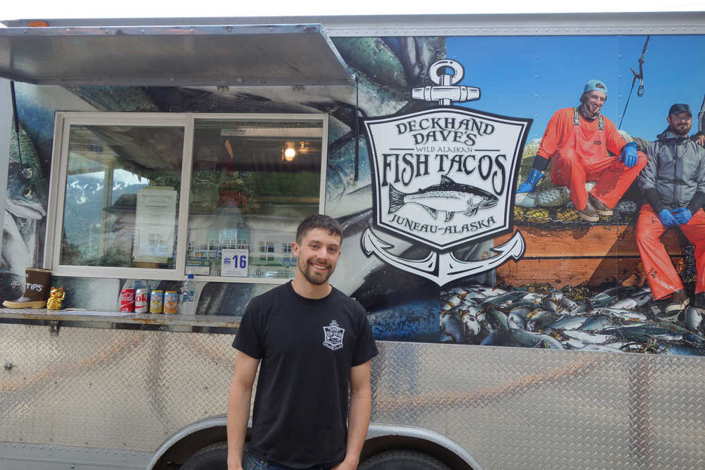 David McCasland, owner of Deckhand Dave's, is shown in front of his fish taco truck located behind the Downtown Library for the summer.