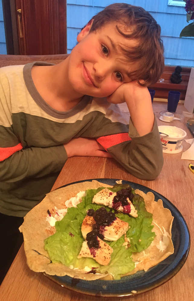 Denali poses by his recipe selected by Healthy Lunchtime Challenge.