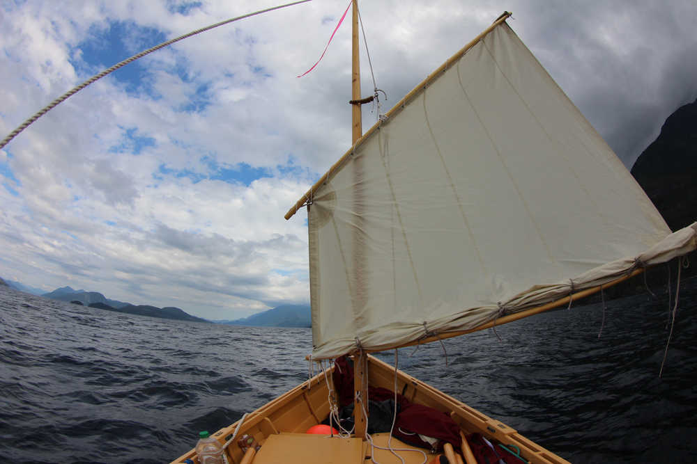 A small boat in Johnstone Strait along the R2AK route. Photo by Dick Callahan.