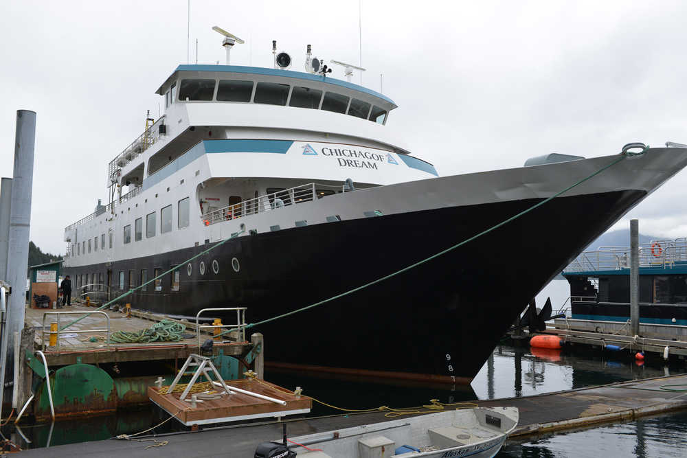 The Chichagof Dream is tied up at Allen Marine just before its inaugural trip around Sitka Sound with members of the Sitka Chamber of Commerce June 11, 2016. (Sentinel Photo by James Poulson)