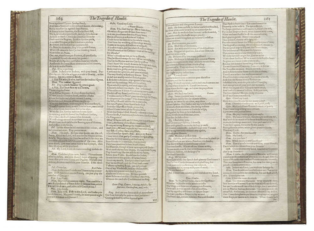 A 1623 First Folio open to the famous "To Be or Not to Be" speech from Hamlet. "First Folio: The Book that Gave Us Shakespeare," a traveling exhibit from the Folger Shakespeare Library in partnership with the Cincinnati Museum Center and the American Library Association, will be on display at the Father Andrew P. Kashevaroff State Libraries Archives and Museum building from July 26-Aug. 24.