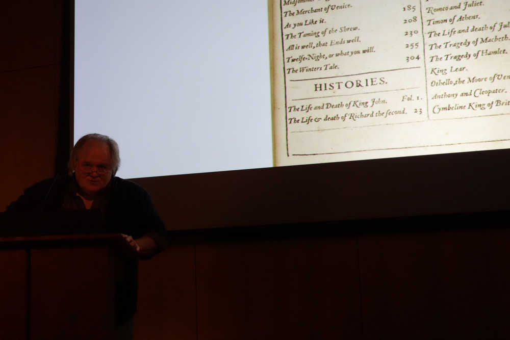 Capital City Weekly "On Writing" columnist Jim Hale gives a talk on Shakespeare's First Folio, the changes editors John Heminge and Henry Condell may have made to some of the plays, and the context of play-writing in England in the 1600s.