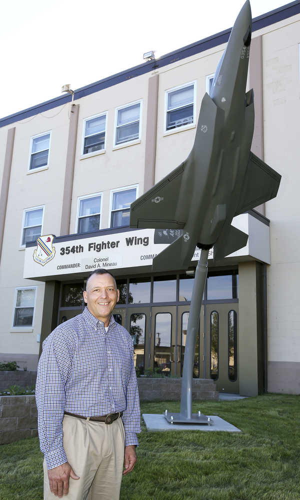 In this July 26 photo, retired Colonel Kevin Blanchard, Director of the 354th Fighter Wing F-35 Program Integration Office, poses for photos at Eielson Air Force Base. Blanchard was among the last A-10 pilots to leave Eielson Air Force Base in 2007 when the Air Force was downsizing and considering closing the base.
