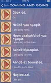 A screenshot of SHI's new Tlingit language app.