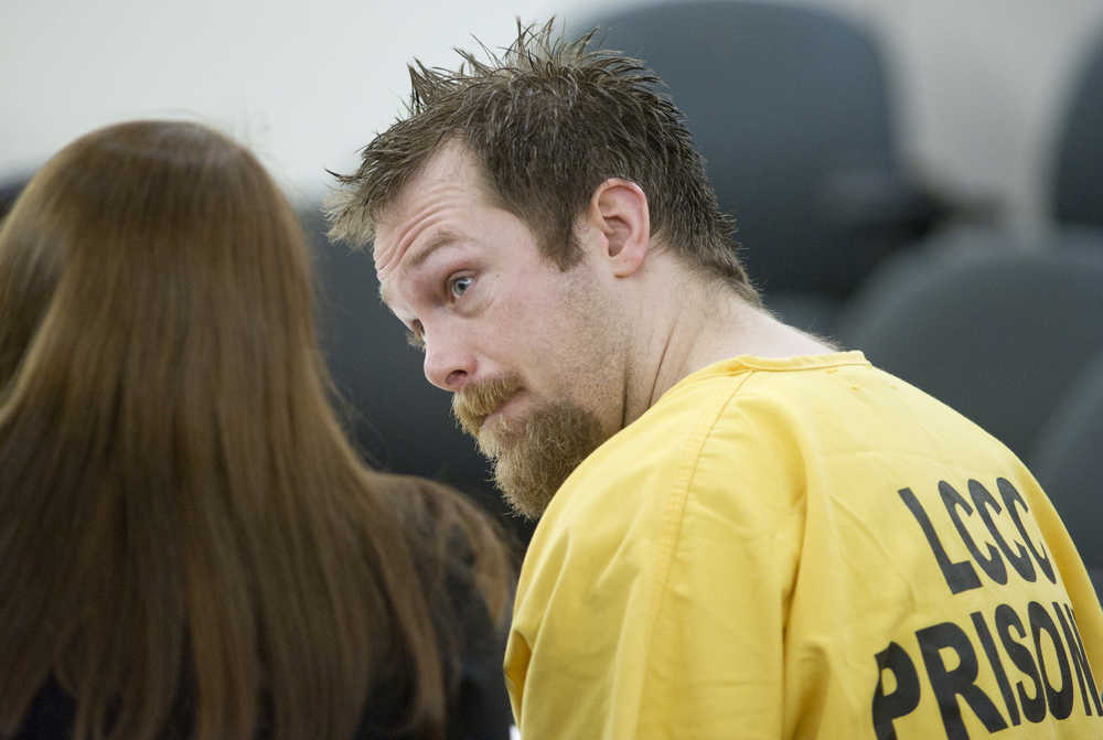 Christopher D. Strawn, 33, appears in Juneau Superior Court Tuesday for a status hearing on charges in the murder of 30-year-old Brandon C. Cook at the Kodzoff Acres Mobile Home Park Oct. 20, 2015.