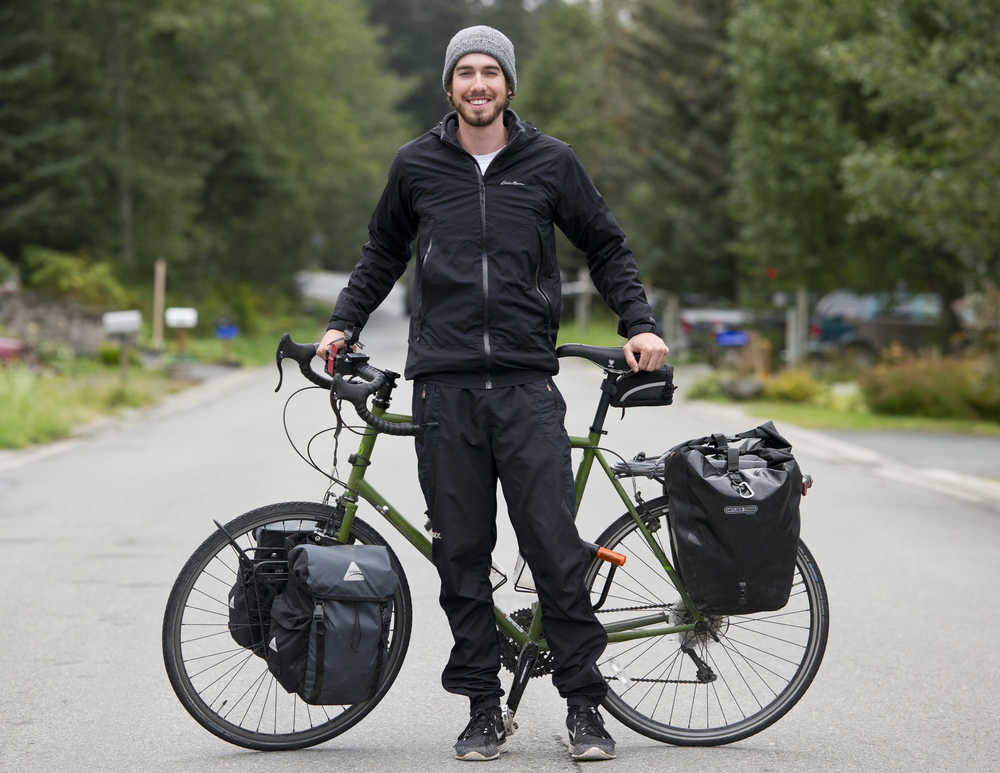 Ian Andersen, originally from Twin Cities, Minnesota, makes a stop in Juneau on Wednesday on his journey to repeat a bicycle trip his uncle made 30 years ago from Deadhorse, Alaska, to Tierra del Fuego, Argentina. Andersen is using the ride to bring awareness to spinal injuries after his best friend was paralyzed from the chest down after being hit by a drunk driver. You can follow him at ridewithian.com.