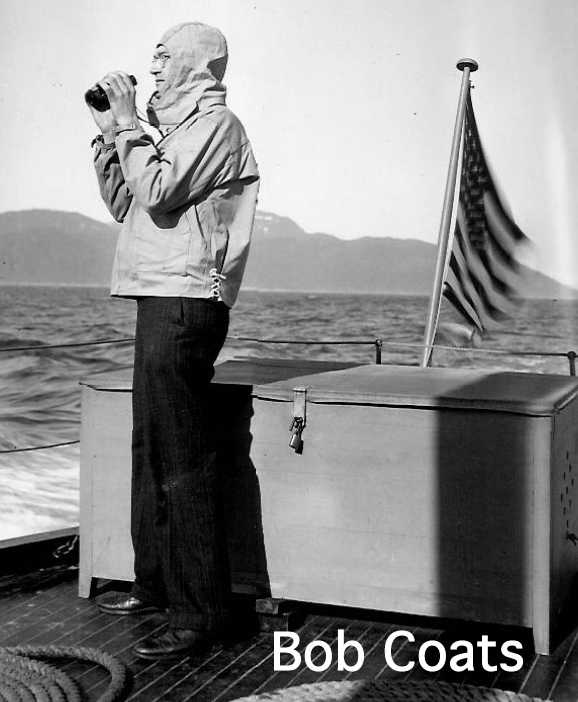 Bob Coats aboard the Eider in the Aleutian Islands sometime in the 1950s.