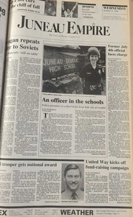 The front page of the Juneau Empire on Oct. 15, 1986