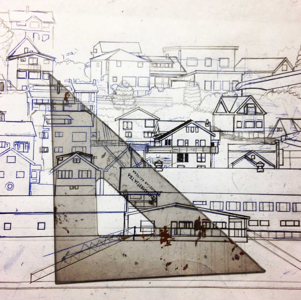 A prepatory sketch artist Ricardo Búrquez made before starting his "My World" mural at the Main Street Gallery in Ketchikan.