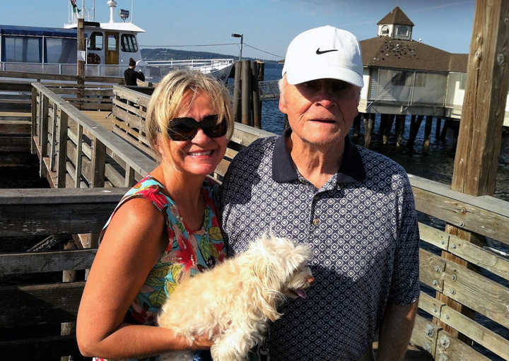 Alaska First Lady Donna Walker is shown with her dad on his last day at home. She took him on a walk to the harbor.