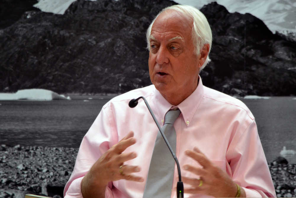 Juneau Mayor Ken Koelsch speaks about a proposed ordinance that would loosen city code as it pertains to subdivision access at an Assembly work session Monday.