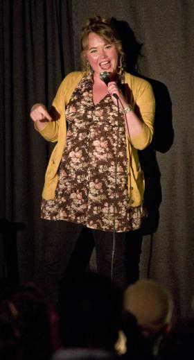 Alicia Hughes-Skandijs performs as a member of Club Baby Seal at the sold out stand up comedy performance at Gold Town Nickelodeon in October.